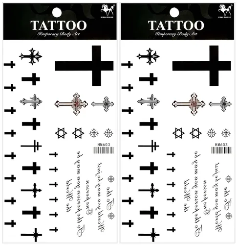 Tatuajes impermeables de crucifijo de Jesús para mujeres y hombres, tatuaje temporal, decoración corporal para manos, brazo, pierna, pecho, hombro,