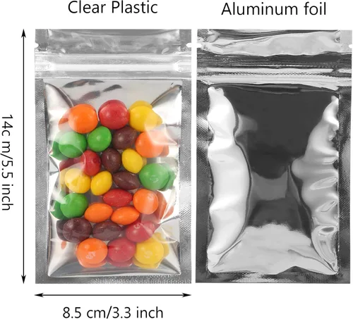 Miniatura 2 de Bolsas resellables de Mylar 100 unidades de 3.3 x 5.5 pulgadas Bolsa Ziplock a prueba de olores, linda lámina de embalaje sellable