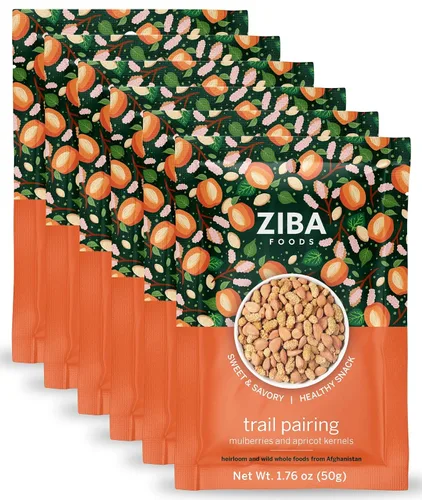 Ziba Foods Trail Pairing - Mezcla de granos de albaricoque dulce y moras secas, sin OMG, vegano, apto para 30 integrales y paleo, alto en fibra,