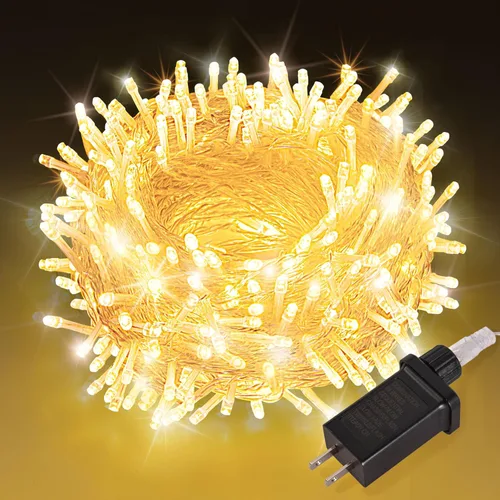Miniatura 6 de Etinga Guirnalda de 100 luces LED rojas de 33 pies, luces de hadas enchufables con 8 modos de iluminación, luces decorativas impermeables