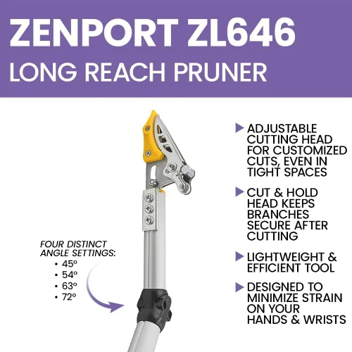 Miniatura 4 de Zenport ZL646 Podadora ajustable de largo alcance, corte y sujete la cabeza ajustable, 29 pulgadas