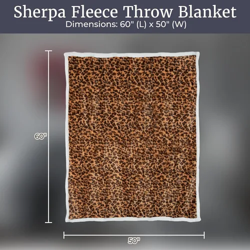 Miniatura 4 de Manta Sherpa de Vellón - 50x60 Pulgadas Lavable a Máquina Manta Reversible - Mantas Mullidas para Sofá, Silla o Cama por Lavish Home (Leopardo)