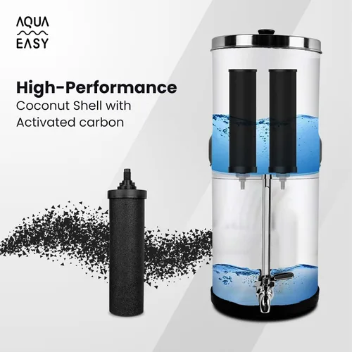 Miniatura 7 de AquaEasy Sistema de Filtro de Agua por Gravedad de Acero Inoxidable con Certificación NSF/ANSI 372 (2.25 Galones) 2X Filtro de Carbón Activado