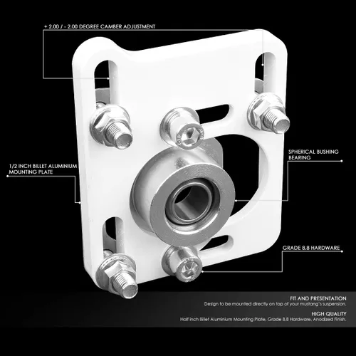 Miniatura 2 de DNA Motoring CBK-PLT-FM94-WH Placas delanteras ajustables +/- 2.5 Camber/Caster en espiral