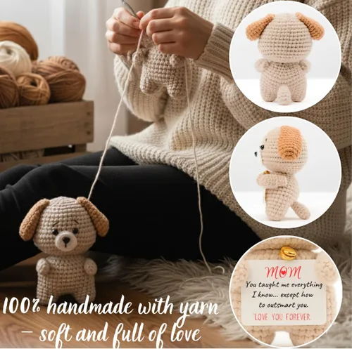 Miniatura 6 de POIVOCF Regalos para mamá de hija o hijo, recuerdo de cachorro hecho a mano con tarjeta de mensaje, lindo día de la madre, cumpleaños, para mamá