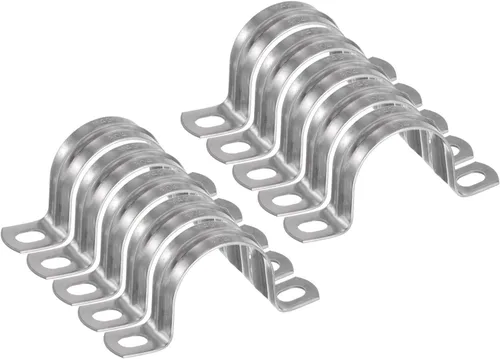 Miniatura 59 de HARFINGTON 10 abrazaderas de conducto de 5/16 pulgadas y 0.315 in, abrazadera de tubo M8 U, correa de tubo rígida de acero inoxidable, soporte