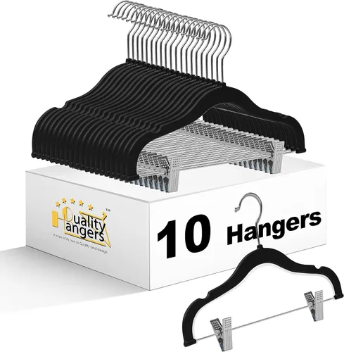 Miniatura 20 de Perchas de plástico de calidad para niños, no aterciopeladas, delgadas, compactas, con clips de metal, para faldas, pantalones, blusas, gancho Rosa