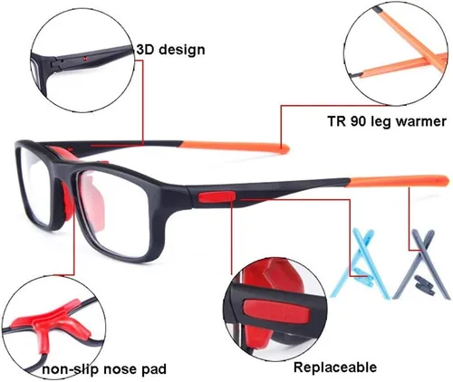 Miniatura 2 de Runspeed Gafas deportivas protectoras de seguridad para adultos y jóvenes Negro/Rojo