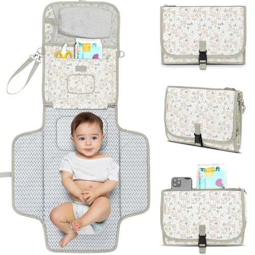 Miniatura 12 de KeaBabies Cambiador de pañales portátil, para viajes, automóvil – Cambiador grande impermeable para bebé, lavable, acolchado, bolsa de viaje