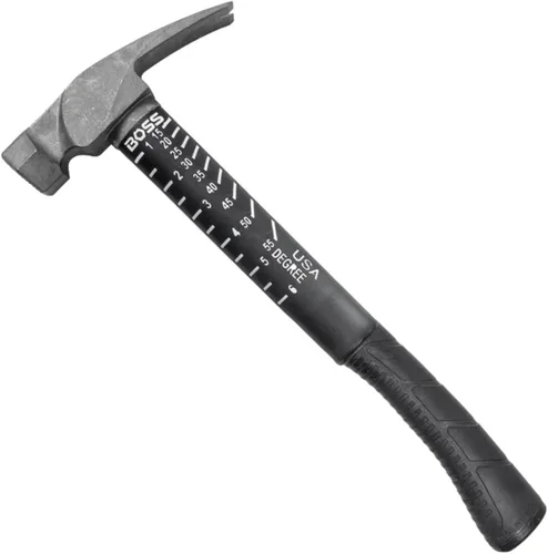 Boss Hammer Martillo de Titanio Ti64 de Grado de Construcción de 16 oz con Mango de Fibra de Vidrio Tough-Fiber que Absorbe Impactos - Agarre