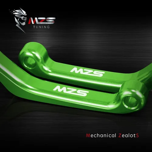 Miniatura 3 de MZS - Palancas de embrague y freno ajustables para bicicleta de tierra, color verde, pivotante, CNC, compatibles con KLX140R KLX140RF KLX140RL