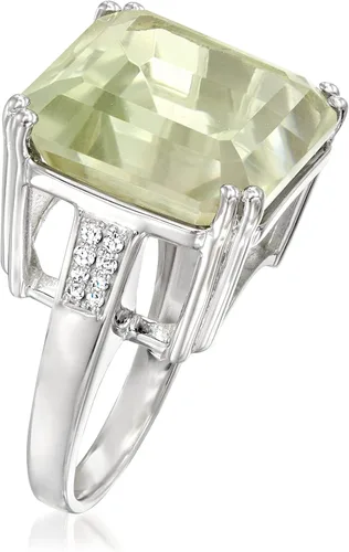 Miniatura 3 de Ross-Simons 16.00 Carat Prasiolite and .19 ct. t.w. Diamond Ring in Sterling Silver