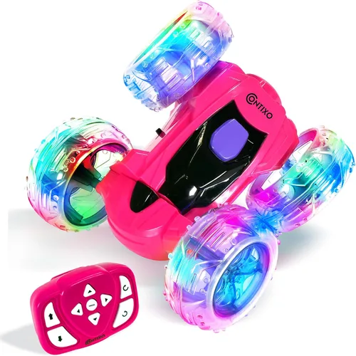 Miniatura 8 de Contixo SC3 RC Stunt Car, azul 2.4GHz 4WD doble cara giratoria 360° flip Racer control remoto auto de juguete con luces LED para niños y niñas de 4