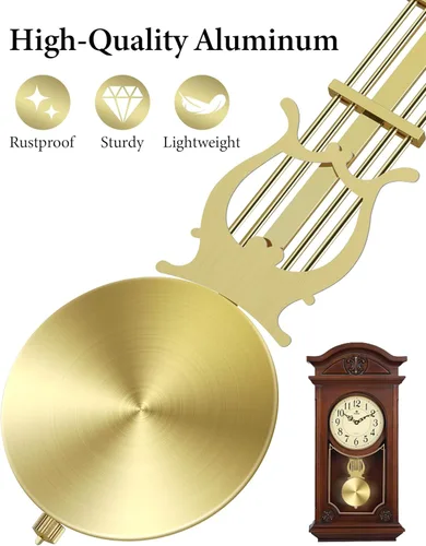 Miniatura 4 de NiHome Reloj de pared de cuarzo de repuesto de péndulo, péndulo de reloj retro mecánico tradicional de aluminio, alto brillo, ligero para el hogar