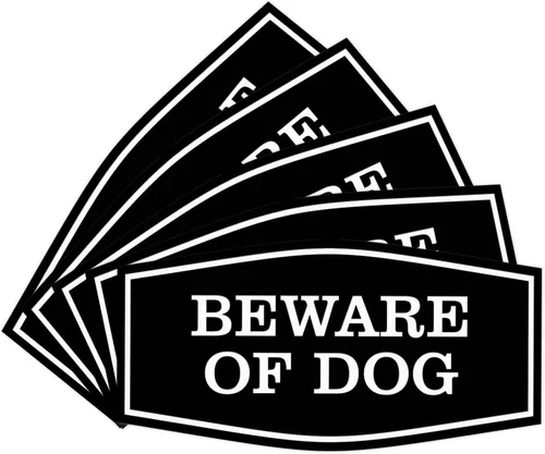 Miniatura 50 de All Quality Fancy Beware of Dog Letrero Material duradero Señales de seguridad para el hogar Fácil de instalar (negro/oro), mediano, 1 paquete