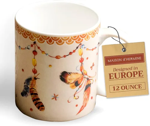 Miniatura 90 de Maison d' Hermine Taza de café con asas, tazas de porcelana fina de hueso, paquete de dos tazas de té para bebidas calientes, capuchino, latte, 015