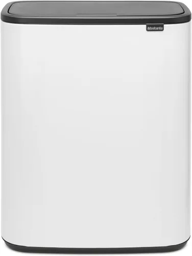 Brabantia Bo Touch Top Cubo de Basura - 1 x Cubo de 16 Galones (Blanco) Cubo de Basura y Reciclaje de Cocina con Apertura/Cierre Suave y
