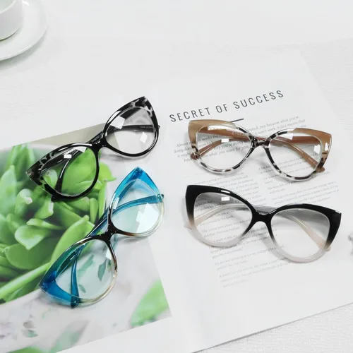 Miniatura 7 de Gafas de lectura para mujer, paquete de 4 unidades, filtro de bloqueo de luz azul, UV, de gran tamaño, elegante lector de bisagra de resorte, 4 4