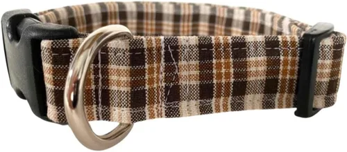 Miniatura 2 de Brown and Tan Plaid Dog Collar (X-Small)
