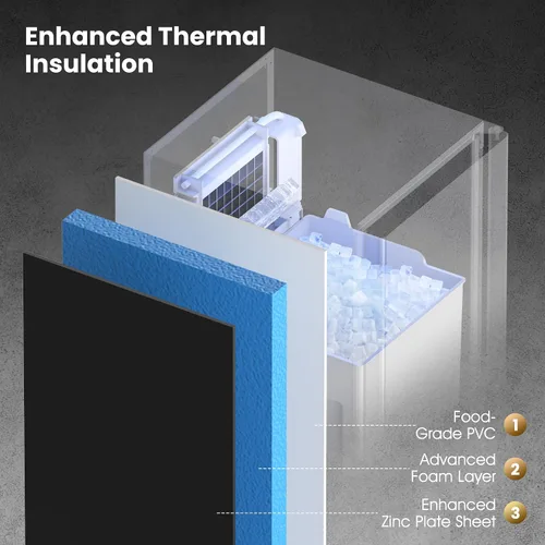 Miniatura 3 de Coolake Máquina de hielo de 15 pulgadas de ancho bajo encimera, 80 libras/día con almacenamiento de 40 libras, máquina de hielo comercial al aire