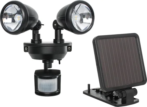 Maxsa 44215 - Luz solar de doble cabeza activada por movimiento en color negro 8.50x8.00x7.50