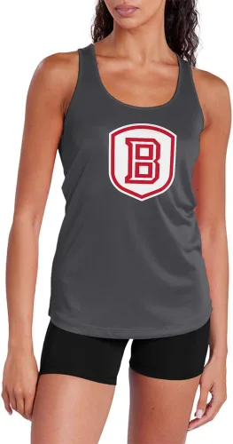 Miniatura 158 de Camiseta deportiva sin mangas oficial de la NCAA Collegiate para mujer, con espalda cruzada, logotipo primario, colección carbón