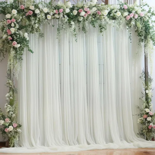 Miniatura 36 de Cortina de telón de fondo de tul azul bebé de 10 x 10 pies para fiestas, cortinas de fondo transparentes para bodas, baby shower, baby shower