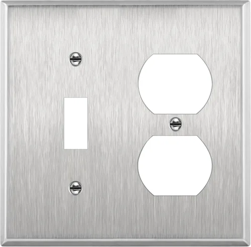 Miniatura 17 de ENERLITES Placa de pared de metal para combinación de interruptor de palanca y receptáculo dúplex, cubierta de salida de acero inoxidable 201