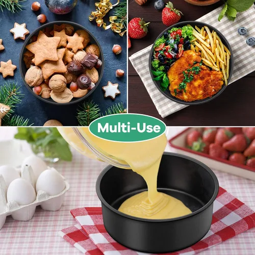 Miniatura 7 de TeamFar Molde para pasteles de 4 pulgadas, 6 piezas de mini moldes redondos para hornear, con revestimiento antiadherente, núcleo de acero
