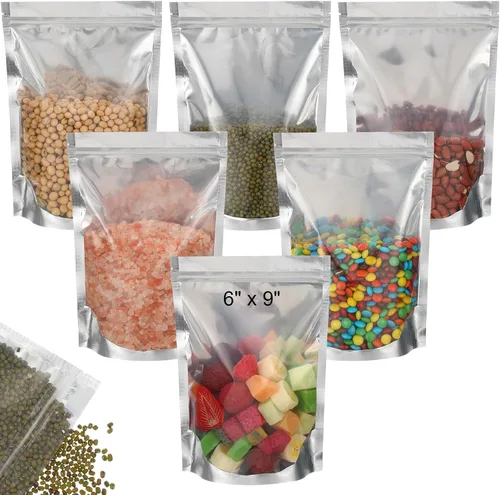 Miniatura 9 de Ctosree 200 bolsas de alimentos de pie, bolsas de caramelos, sellables, parte delantera transparente resistente con parte trasera de papel de 3.5" x