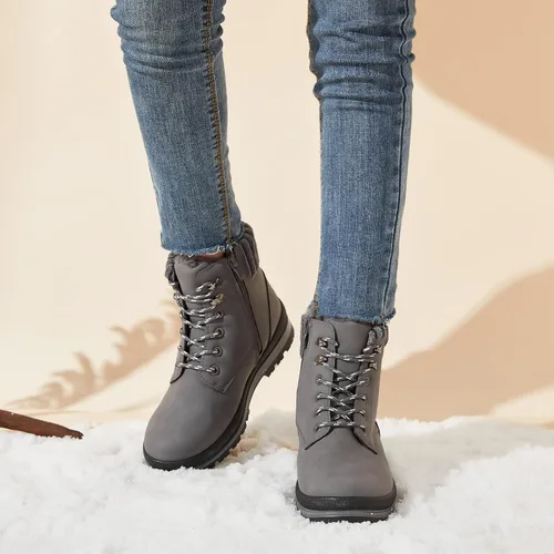 Miniatura 6 de BABUDOG Botines impermeables para mujer para exteriores (sin suela antideslizante), botas de combate de moda con cremallera lateral, botas de nieve