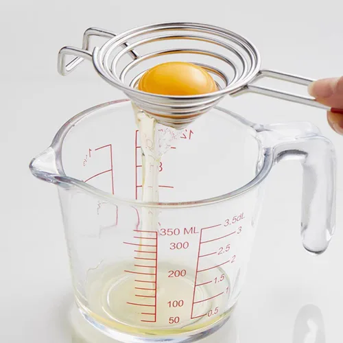 Miniatura 5 de Separador de huevos, separador blanco de yema de huevo de acero inoxidable, mango largo, filtro divisor de yema de huevos, accesorio de cocina