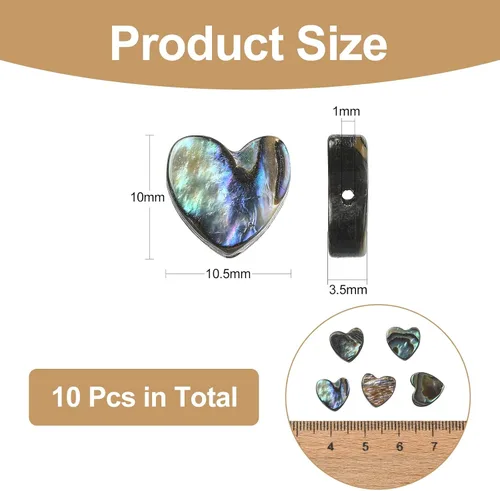 Miniatura 3 de LiQunSweet 10 cuentas de corazón dulce de concha de abulón natural para hacer aretes, pulseras, collares, joyas