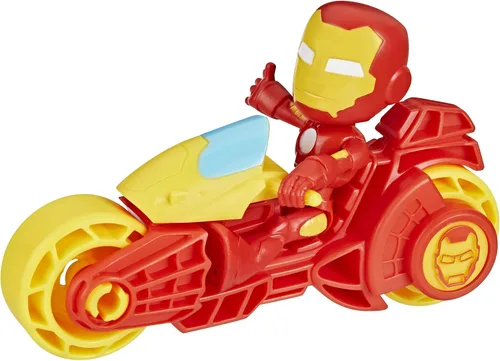 Miniatura 4 de Spidey and His Amazing Friends, Iron Man - Figura de acción y juguete para motocicleta, juguetes preescolares de superhéroes de Marvel para niños
