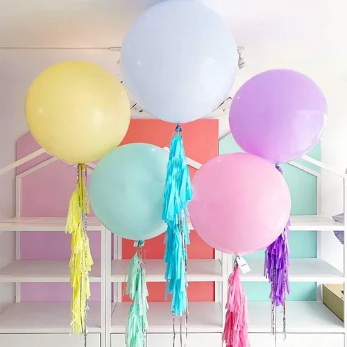 24 globos pastel de 18 pulgadas, grandes, redondos, gigantes, globos de látex para Pascua, cumpleaños, bodas, baby shower, decoraciones con borlas