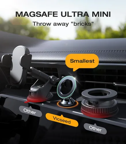 Miniatura 2 de VICSEED 2025 Mejora para Montura de Coche MagSafe, [Resistencia a Alta y Baja Temperatura de Grado Militar] Soporte Magnético para Teléfono