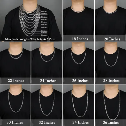 Miniatura 5 de Collar con cadena tipo Figaro de acero inoxidable, baño de oro real, cadenas unisex, joyería para regalo