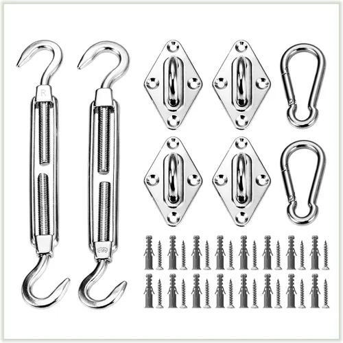Miniatura 7 de ColourTree Kit de accesorios de cables de alambre de 48 pies (12 pies x 4) para toldo de vela rectangular/cuadrado, metal de acero inoxidable
