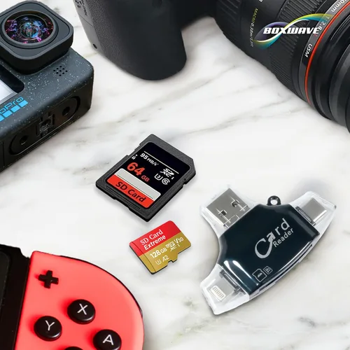 Miniatura 6 de BoxWave Gadget inteligente compatible con Samsung Galaxy S23 Ultra - AllReader Lector de tarjetas SD, lector de tarjetas microSD Compact USB - Negro
