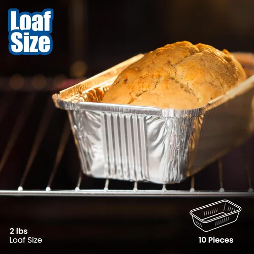 Miniatura 3 de Moldes desechables de aluminio de 2 libras para hornear, servir y almacenar, sartén desechable resistente al calor, ideal para alimentos