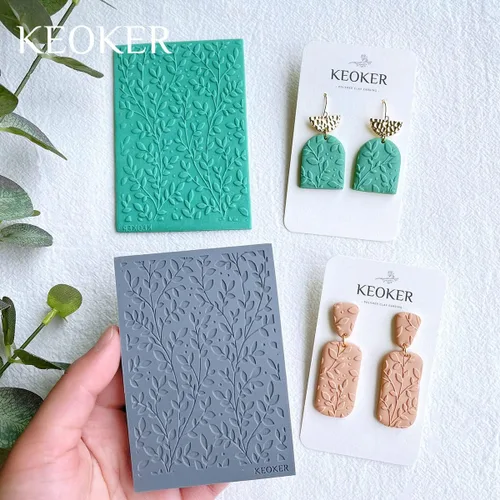 Miniatura 3 de Keoker Hojas de textura de arcilla polimérica, alfombrilla de textura de arcilla para hacer aretes de joyería, herramientas de aretes de arcilla