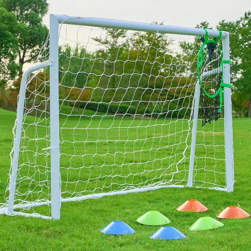 Miniatura 8 de Portería de fútbol de 12 × 6, 8 x 6 y 6 x 4 pies para patio trasero, portería de fútbol de acero de 2 pulgadas de diámetro para niños y adultos