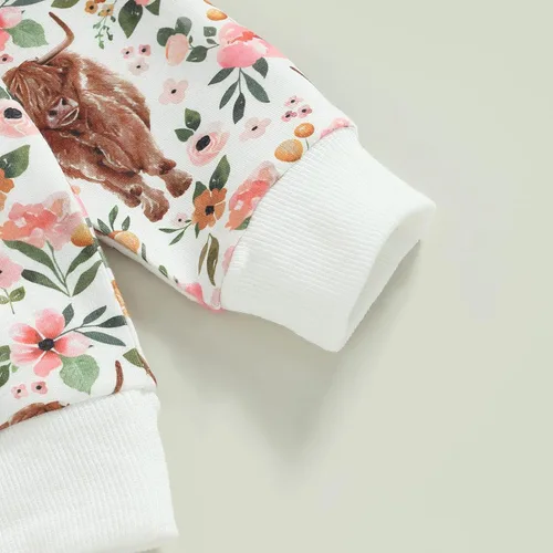 Miniatura 52 de Mandizy Conjunto de ropa de bebé niña otoño 3 6 9 12 18 24 meses sudadera de manga larga y pantalones con estampado floral y diadema