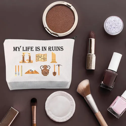 Miniatura 4 de BDPWSS Regalos de arqueología para mujeres, regalo de arqueólogo, My Life Is In Ruin, divertida bolsa con cremallera de arqueología, Mi bolsa