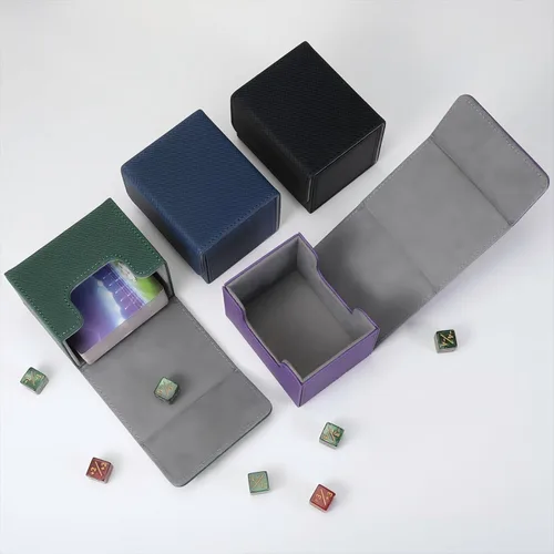 Miniatura 3 de Yookeer 4 Piezas Cajas de Cartas de Mazo de Cuero Caja de Juego de Mazo de Cartas para Caja de Cartas de Juego Coleccionables Compatible con MTG
