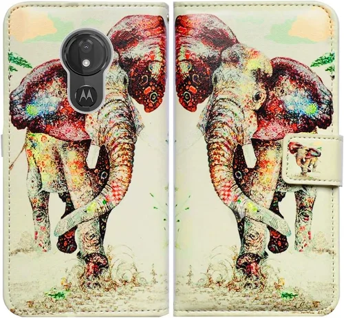 Miniatura 17 de Bcov Funda para Moto G7 Power/Moto G7 Supra, Colorida Libélula Funda de Cuero Flip Funda con Ranura para Tarjeta Titular Kickstand para Motorola