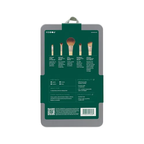 Miniatura 8 de EcoTools Juego de brochas de maquillaje para sombra de ojos, base, rubor y corrector con estuche de almacenamiento adicional, comienza el día
