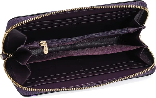 Miniatura 3 de ArtsEye Rose - Cartera de piel auténtica con cremallera larga
