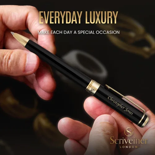 Miniatura 6 de Scriveiner Bolígrafo negro – Impresionante bolígrafo de lujo negro mate, repuesto Schmidt negro, el mejor juego de regalo para hombres y mujeres