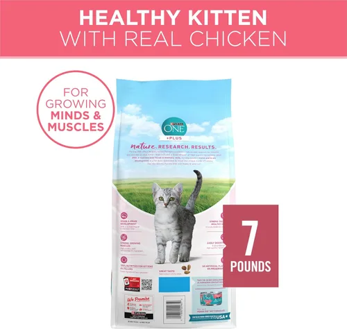 Miniatura 9 de Purina ONE Alimento seco natural para gatitos con alto contenido en proteínas, fórmula para gatitos +Plus saludable - Bolsa de 7 libras